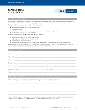NZI Marine Hull Claim Form