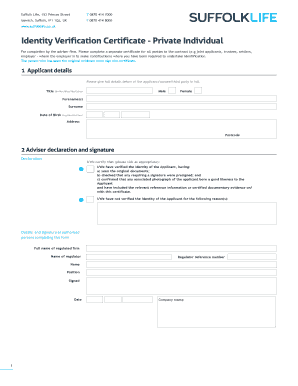 Identity Verification Certificate - Private Individual