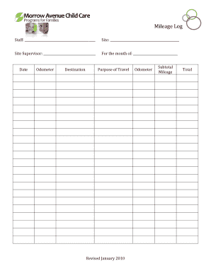 Mileage Log Form