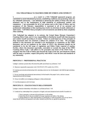 USA Volleyball Coaches Code of Ethics and Conduct
