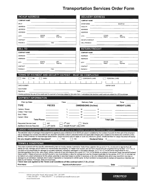 Transportation Services Order Form