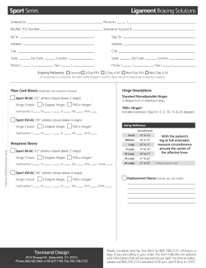 Knee Brace Order Form