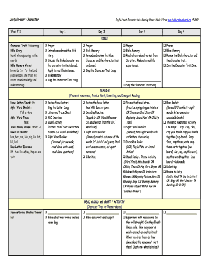 Joyful Heart Character Daily Planning Sheet