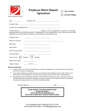 Employee Direct Deposit Agreement