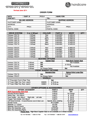 Order Form for Mobility Scooters