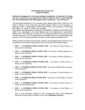 Genworth MI Canada Proxy Form