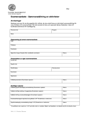 Swedish Thesis Evaluation Form