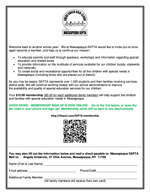 Massapequa SEPTA Membership Application