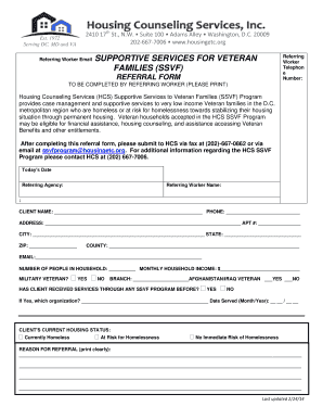 Supportive Services for Veteran Families Referral Form