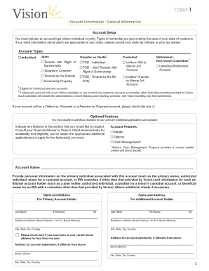 Vision Securities Account Application