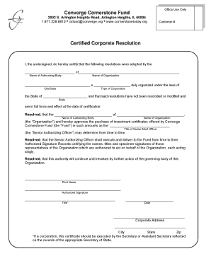 Certified Corporate Resolution
