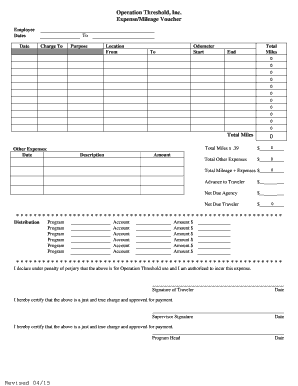 Expense Mileage Voucher