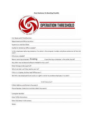 New Employee On-Boarding Checklist