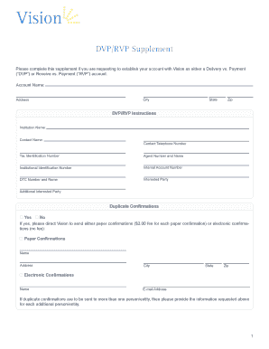 DVP/RVP Account Establishment Supplement