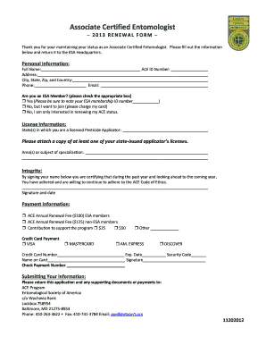 Associate Certified Entomologist Renewal Form