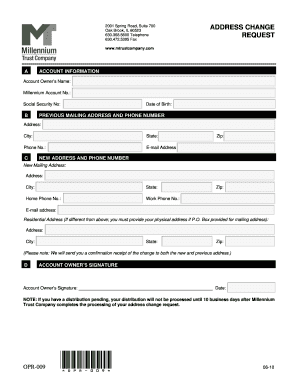 Millennium Trust Company Address Change Request
