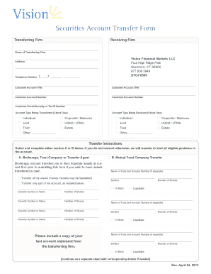 Securities Account Transfer Form