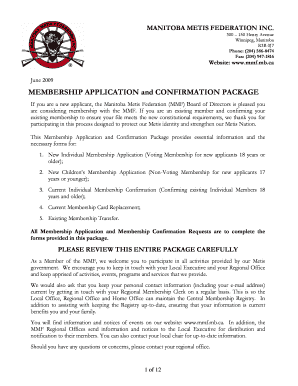 Manitoba Metis Federation Membership Application