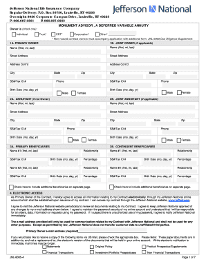 Monument Advisor Variable Annuity Application