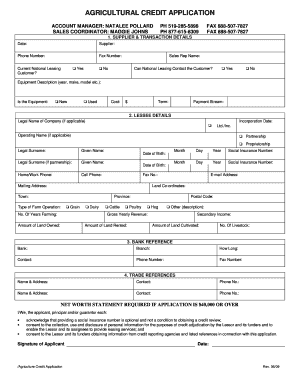 Agricultural Credit Application