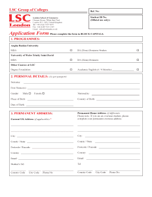 London School of Commerce Application Form