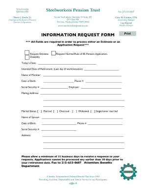 Pension Application Information Request Form