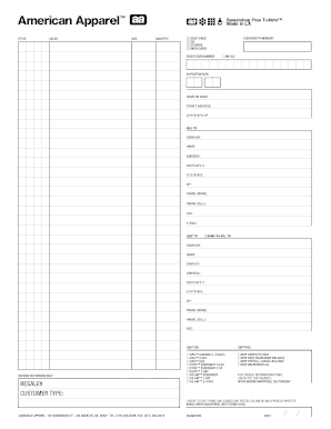 American Apparel Order Form
