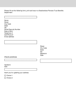 Steelworkers Pension Trust Address Update Form