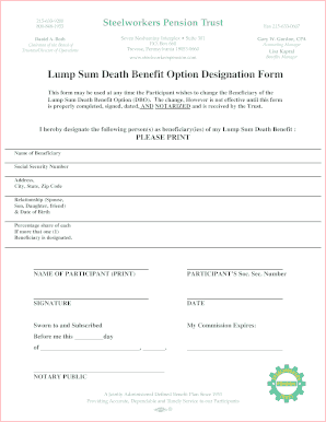 Lump Sum Death Benefit Option Designation Form