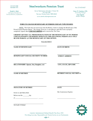 Pension Beneficiary Change Form