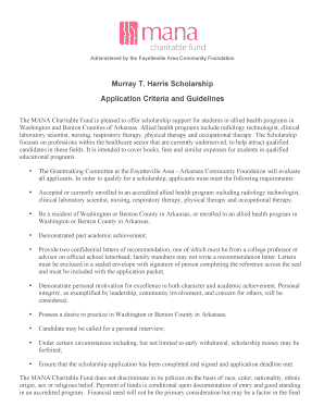 Murray T Harris Scholarship Application Criteria and Guidelines - mana