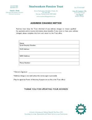 Retiree Address Change Notice