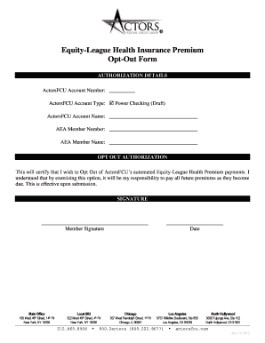 Equity-League Health Insurance Premium Opt-Out Form