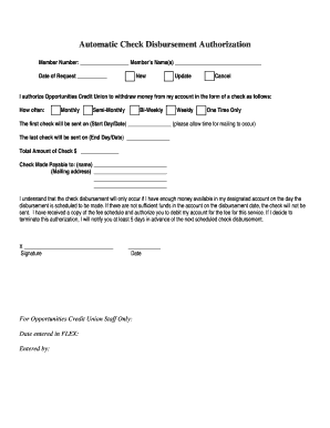 Automatic Check Disbursement Authorization
