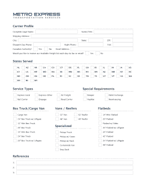 Carrier Profile Form