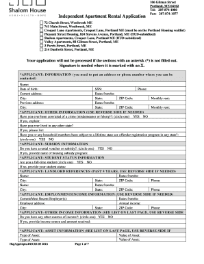 Independent Apartment Rental Application