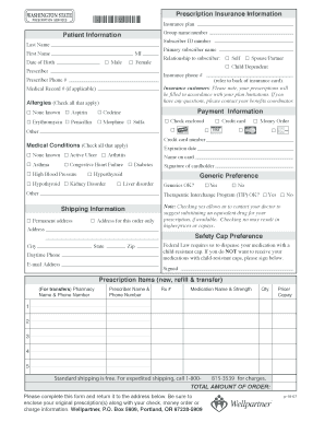Prescription Insurance Information Form