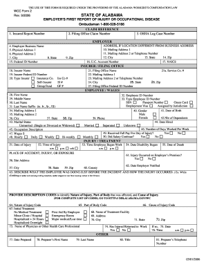 Alabama Employer’s First Report of Injury or Occupational Disease