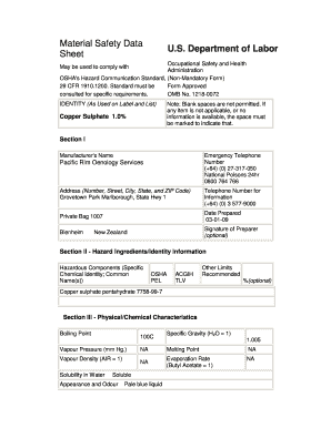 OSHA Hazard Communication Standard Form
