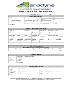 Maintenance and Repair Form
