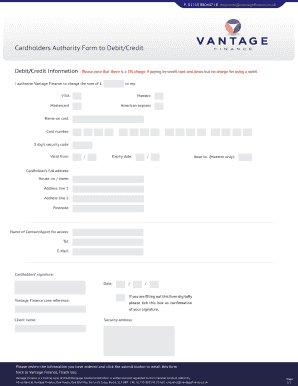 Vantage Finance Cardholder Authority Form