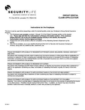 Group Dental Claim Application