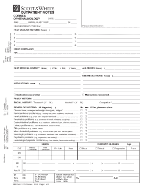 Outpatient Cornea Notes Form