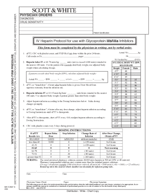 IV Heparin Protocol Form