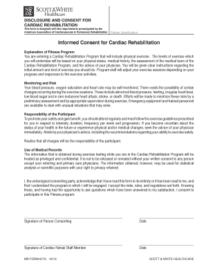 Cardiac Rehabilitation Consent Form