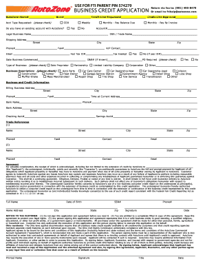 AutoZone Business Credit Application