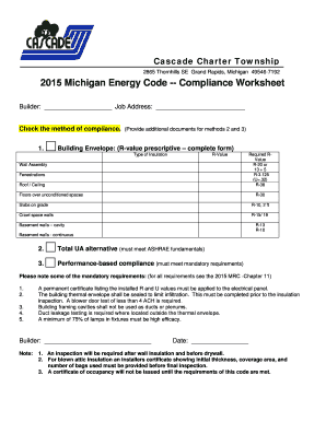 2015 Michigan Energy Code Compliance Worksheet