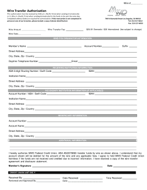 Wire Transfer Authorization Form