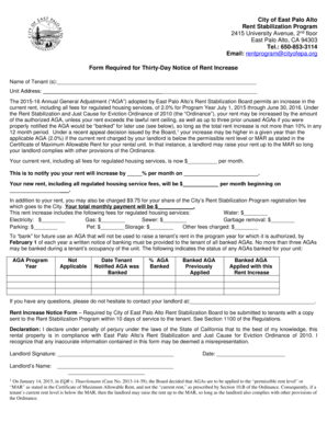 City of East Palo Alto Rent Increase Notice