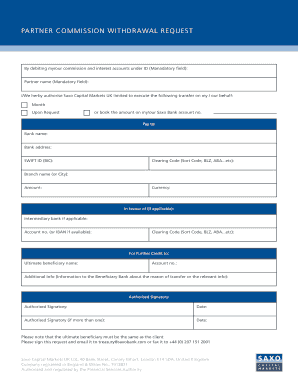 Saxo Bank Withdrawal Request Form